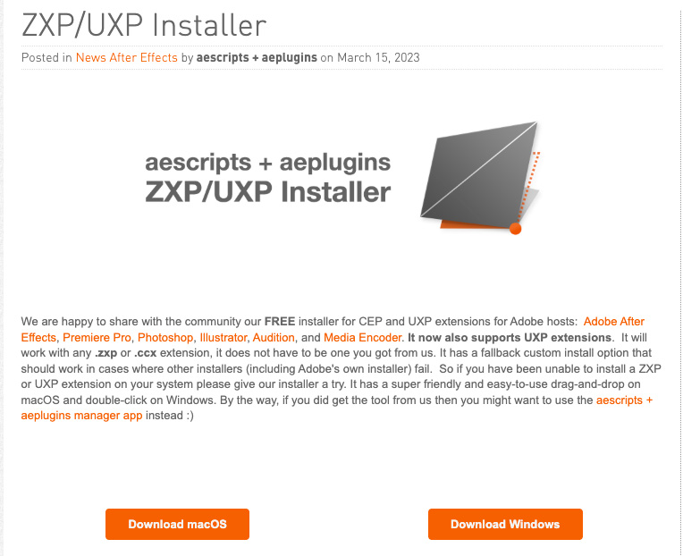 Step 2: Download ZXP Installer
